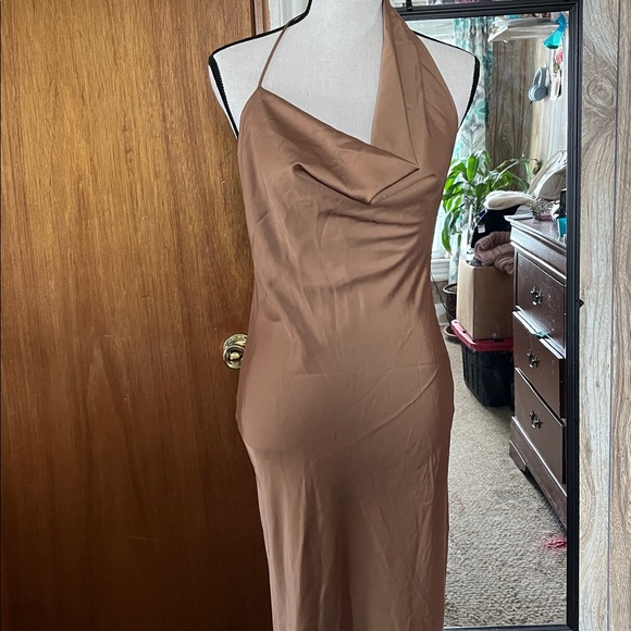 Zara One Shoulder Brown Dress - Picture 2 of 5